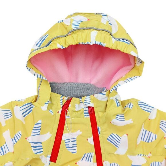 Meanbear Jacket 3/4 Toddler Yellow Hooded Fleece Lined Asymmetric Zip Cozy - Picture 4 of 12